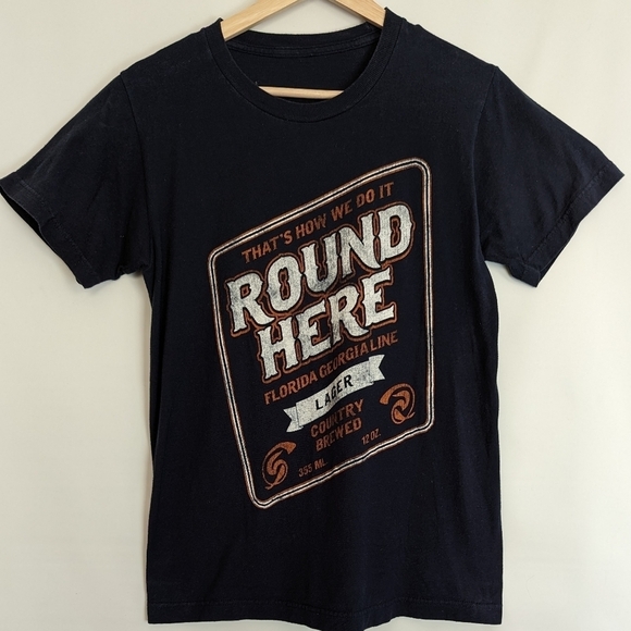 Florida Georgia Line Round Here Concert Tee Small Navy 100% Cotton - Picture 10 of 11